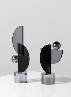 现代几何水晶玻璃创意工艺品摆件售楼处客厅装饰样板间餐边柜摆设