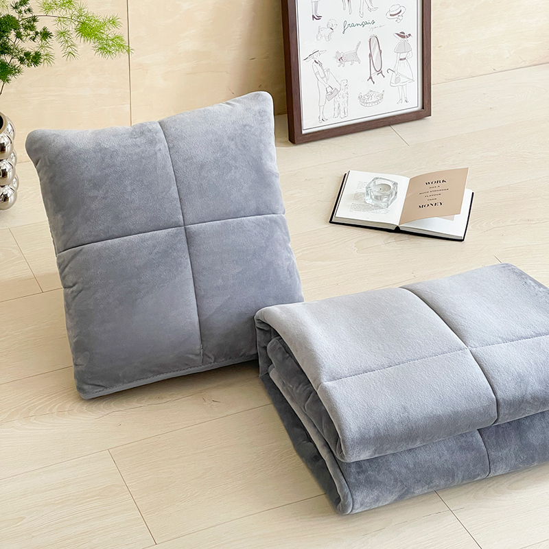 纯色两用抱枕被全棉二合一汽车载靠垫公司沙发午睡可折叠四季毛毯