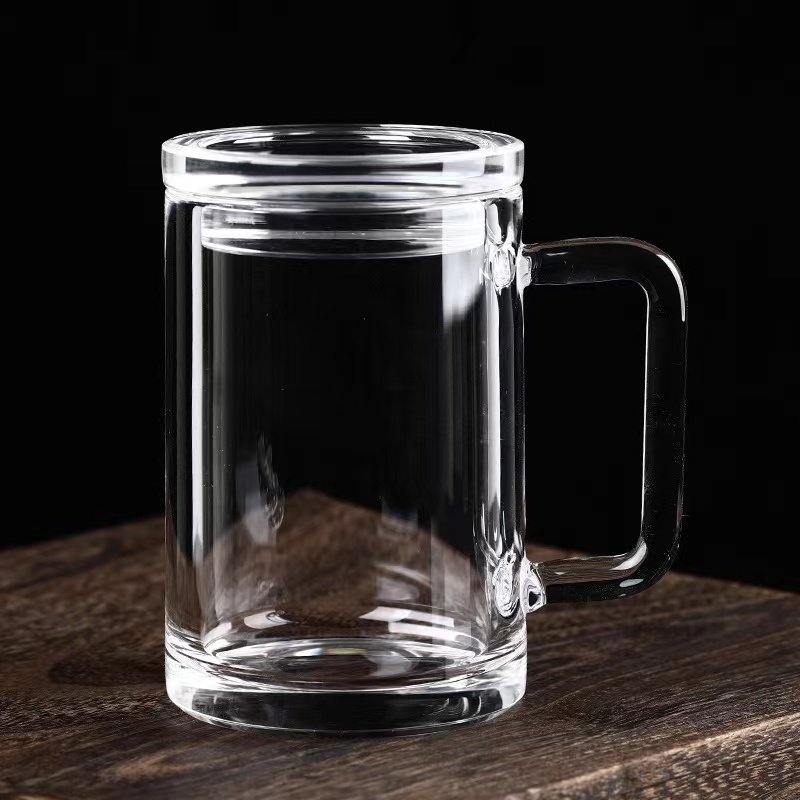 安享生活天然原石水晶茶杯纯手工打磨带把手带盖养生茶具高档礼品图片