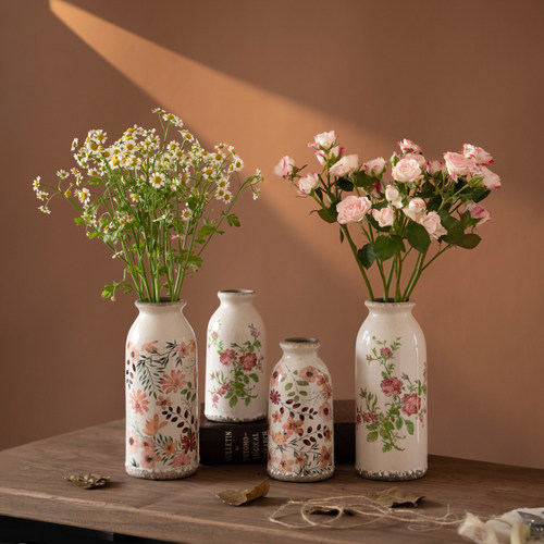 高级感田园风陶瓷小花瓶迷你青花瓷摆件客厅插花水培鲜花餐桌装饰