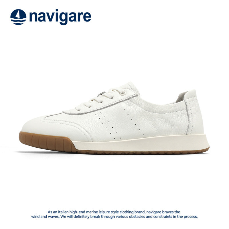 Navigare意大利小帆船真皮小白鞋图片