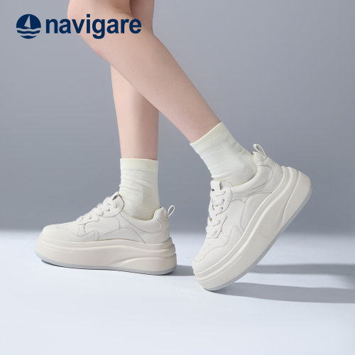 Navigare小帆船正品增高小白鞋女
