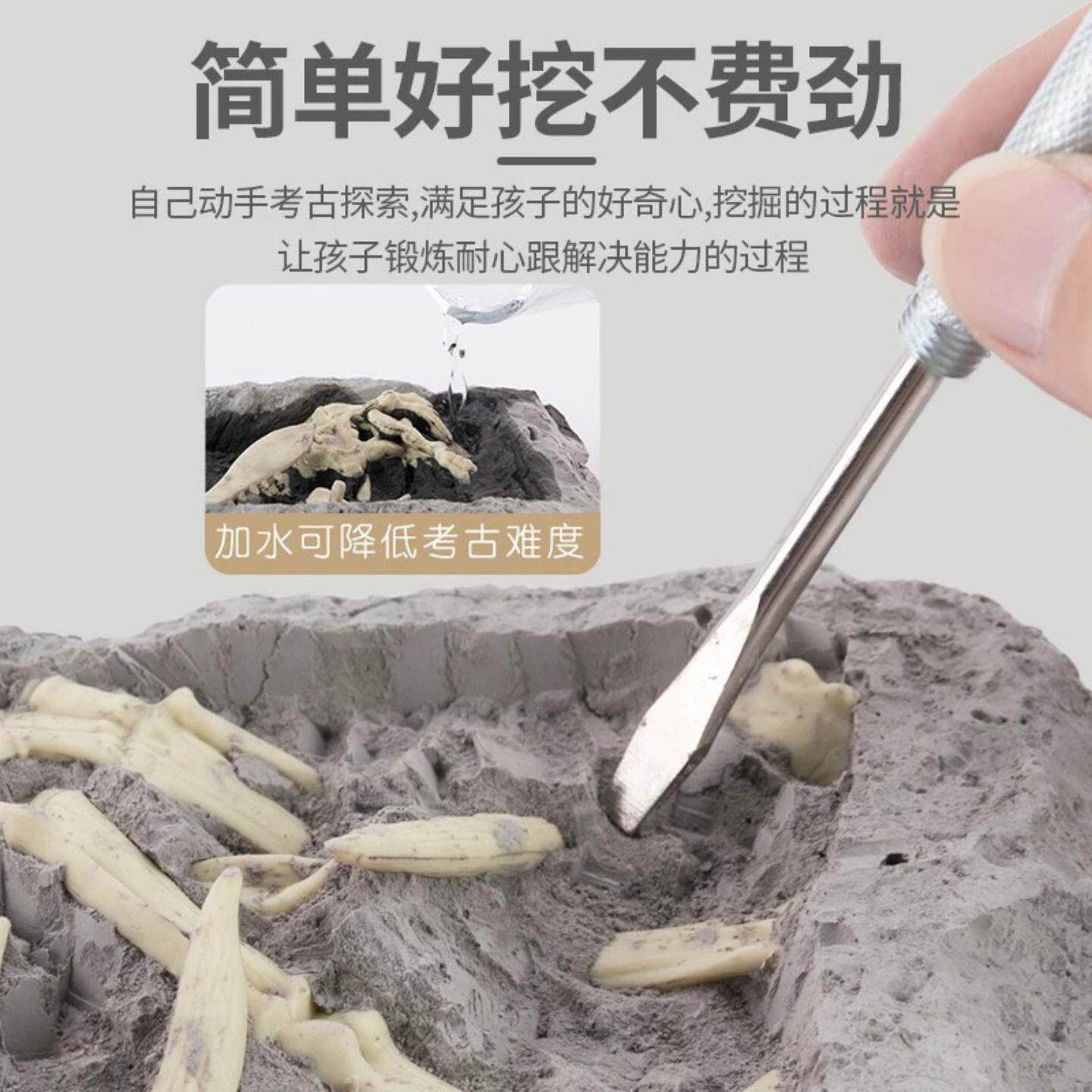 恐龙化石考古挖掘玩具儿童挖矿石女孩寻宝石男孩敲砸骨架宝藏盲盒