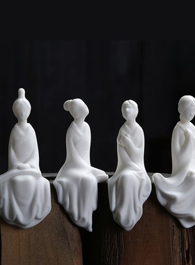 创意古典琴棋书画仕女陶瓷人物家居摆件中式客厅桌面书房饰品香道