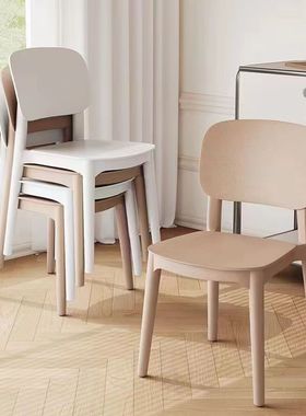 家用加厚塑料餐椅餐桌靠背小椅子现代简约餐厅商用凳子靠背一体