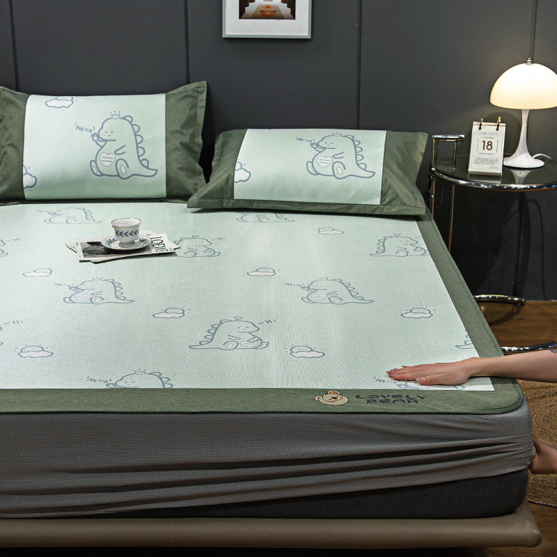 凉席夏季印花冰丝席床笠三件套软席子夏天家用可水洗折叠冰藤席,床上用品,冰丝席,淘宝优惠券,粉丝福利购,淘宝优惠卷