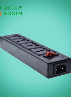 品字插头机柜PDU用黑色带开关指示灯万用转换排插座一转四可带线