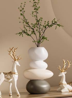 高级感软装艺术石头摆件大象乔迁新居石来运转客厅电视柜玄关装饰