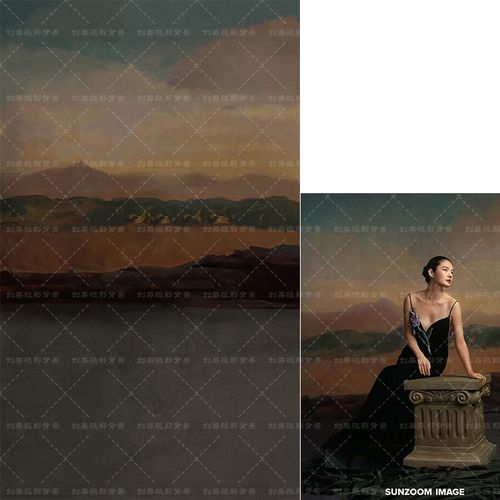 影楼油画写真摄影背景布室内棚拍复古油画背景法式复古拍照背景纸