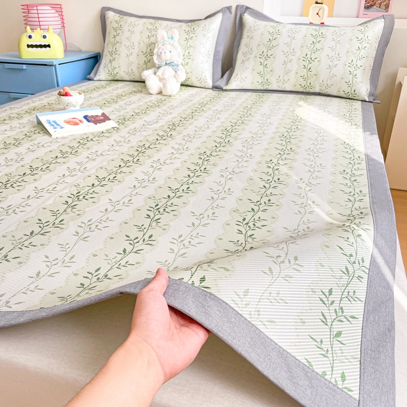 夏季冰藤席冰丝凉席三件套2024新款夏天可机水洗家用空调软席垫子,床上用品,冰丝席,淘宝优惠券,粉丝福利购,淘宝优惠卷