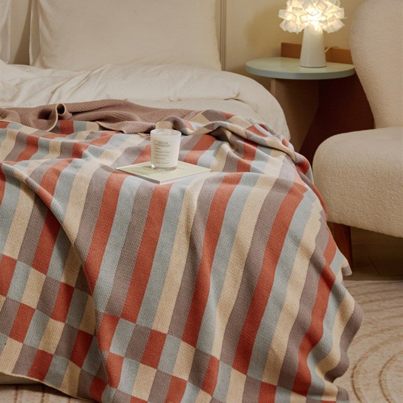 客厅沙发盖退毯休闲毯条纹全棉针织毯子办公室空调午睡披肩小毯子,床上用品,休闲毯/毛毯/绒毯,淘宝优惠券,粉丝福利购,淘宝优惠卷