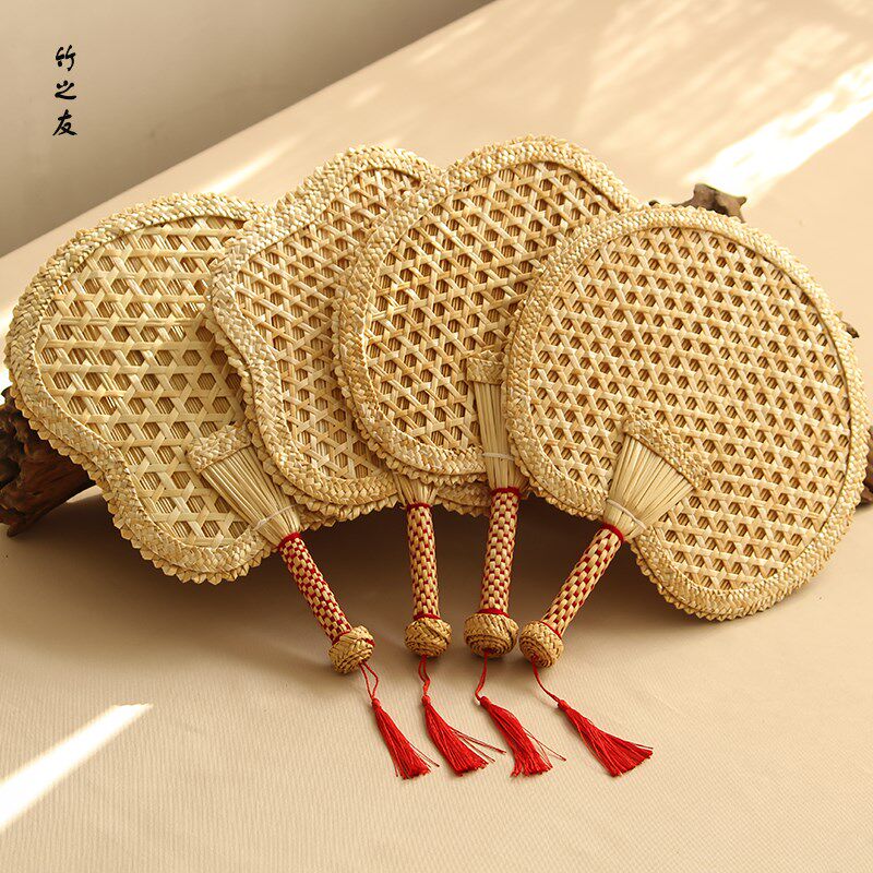 手工扇子麦秸扇编织蒲扇纳凉手摇宝贝扇麦秆圆扇团扇舞蹈装饰老式