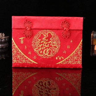 高档刺绣结婚彩礼袋提亲下聘礼聘金礼金袋布艺锦缎装3-10万元红包