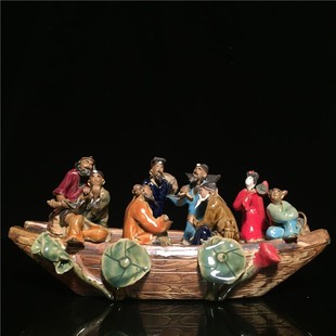 石湾公仔八仙过海陶瓷摆件创意客厅电视柜博古架摆设家居装饰礼品