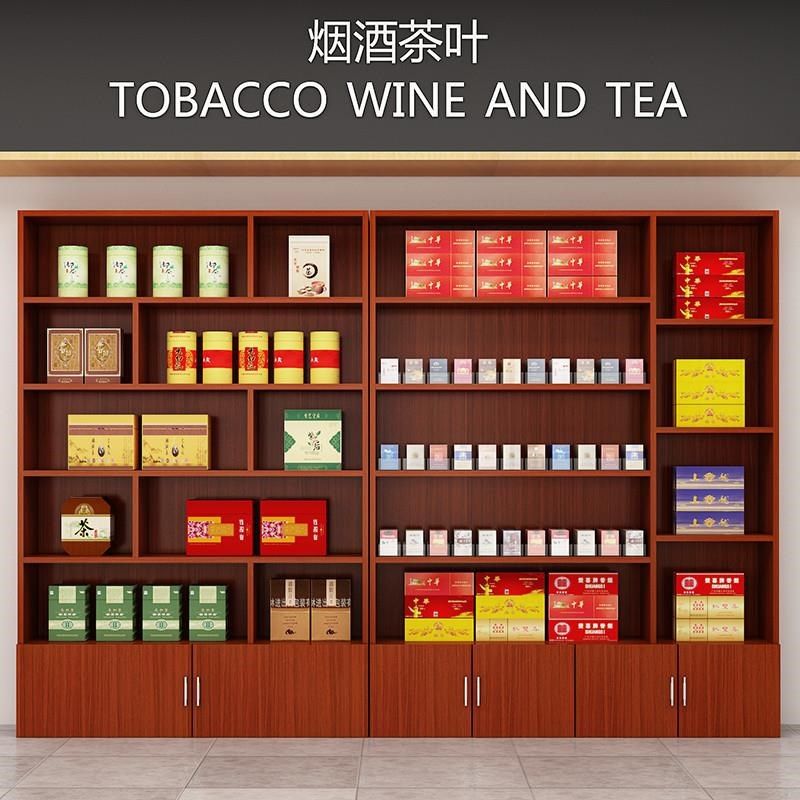 茶叶店货架展示架烟酒展柜多功能柜台多层货柜理发店产品陈列柜图片