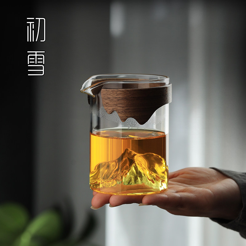 功夫茶分茶杯玻璃公道杯观山创意茶滤公杯茶漏套装茶具配件分茶器