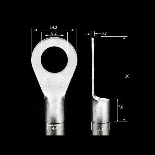 黄铜镀银 OT冷压接线端子OT6-8  圆型裸端头 铜鼻子 1000只