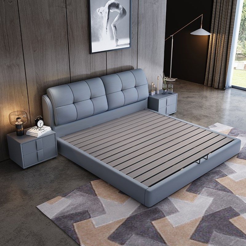 2024新款皮床主卧室现代简约1米8双人高端大气实木软包1.5大床