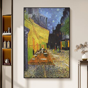 梵高夜晚露天咖啡座文艺装饰画客厅卧室玄关花卉挂画世界名画油画