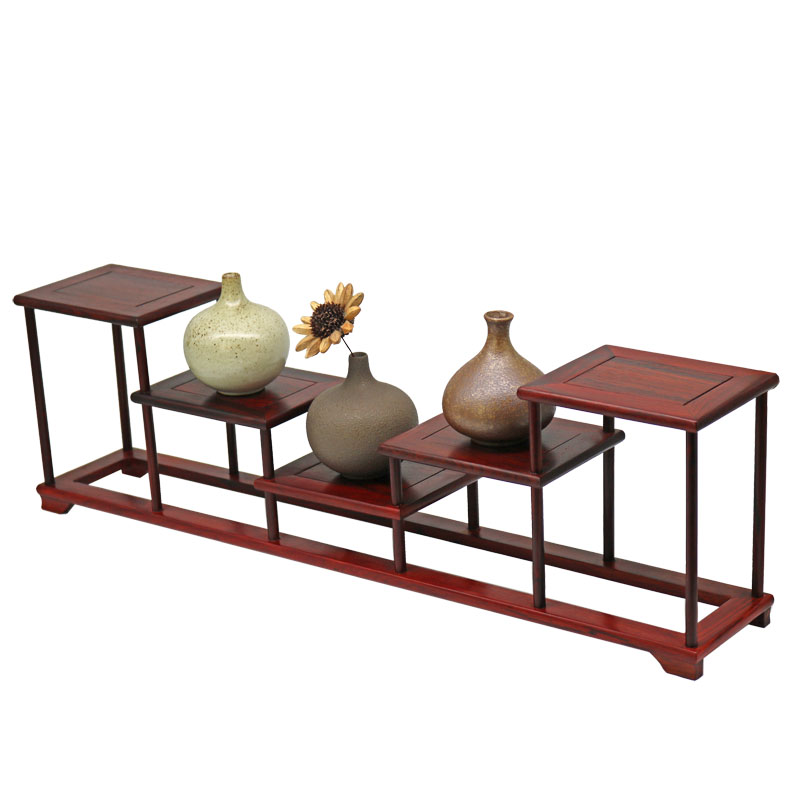 老红酸枝博古架小置物展架茶具架微凹黄檀多宝阁实木中式榫卯结构