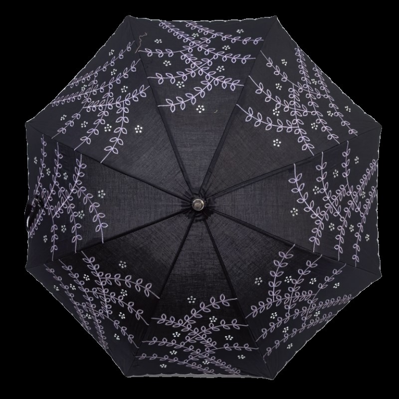 实木打造!两段式小洋伞!棉布刺绣工艺手动小号长柄遮阳伞女