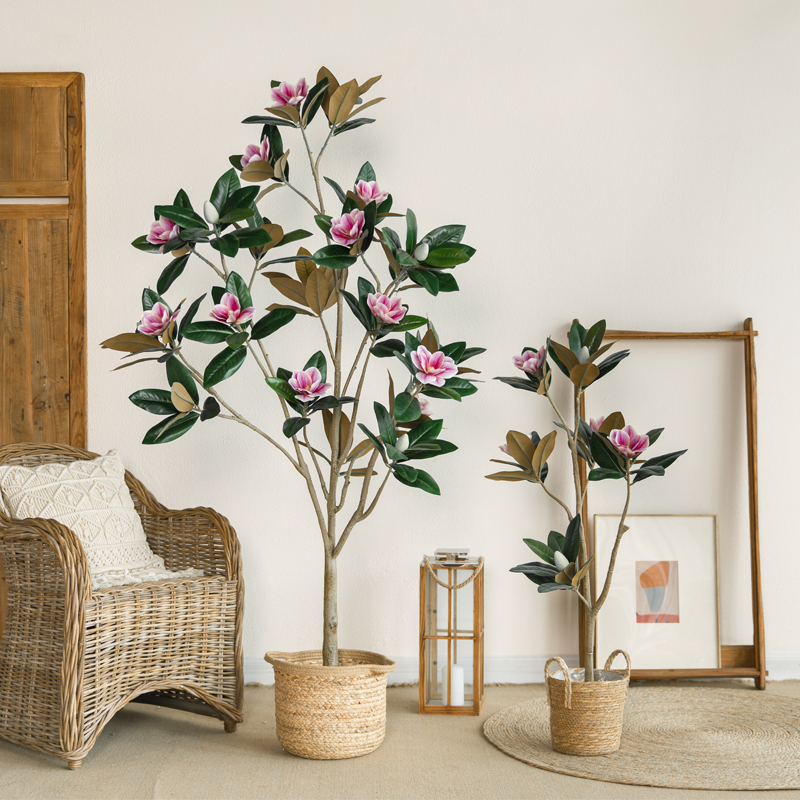 侘寂风仿真绿植室内大型假盆栽玉兰花树仿生植物客厅落地装饰摆件