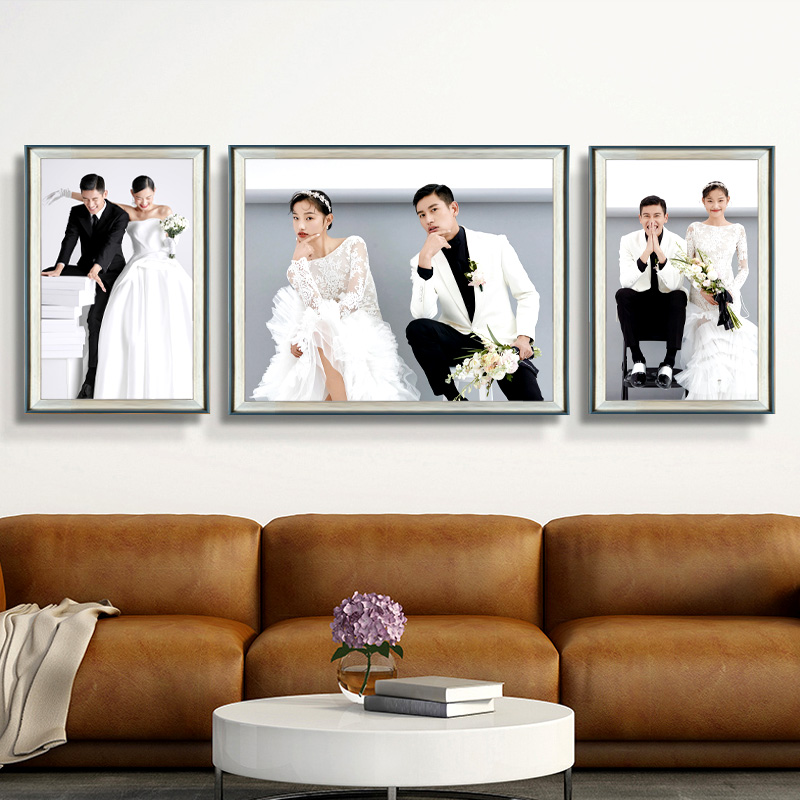 婚纱照相框定制挂墙洗照片大尺寸放床头结婚照全家福打印装裱制作