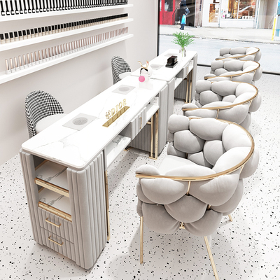 中闽芸尚大功率吸尘器美甲桌椅套装组合带插座美甲台大理石修甲桌