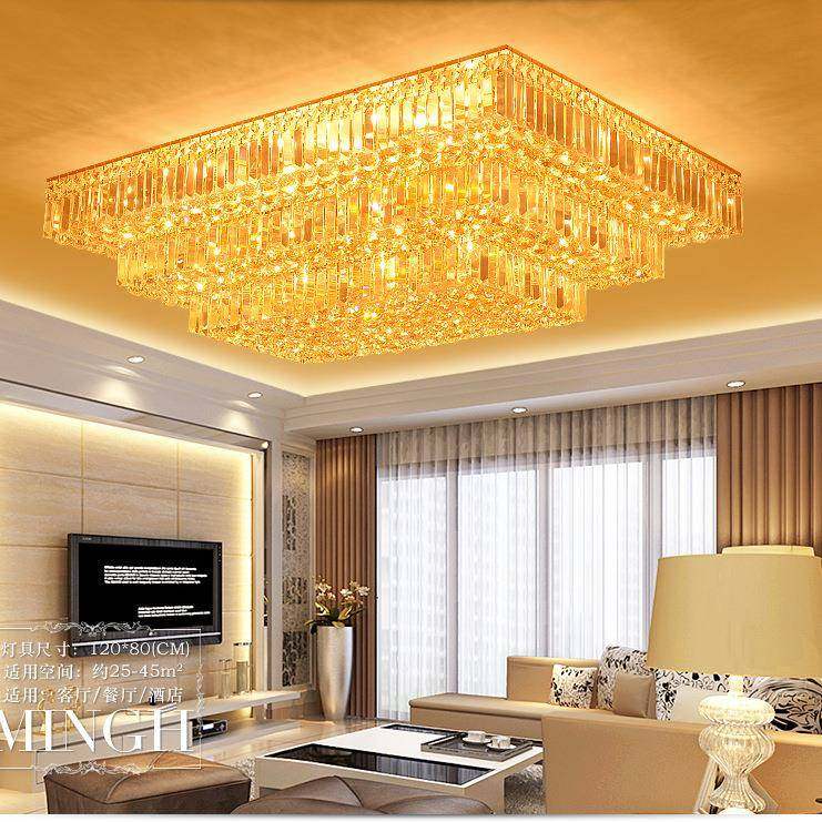 豪华金色长方形水晶灯客厅灯具大气灯饰LED蛋糕水晶灯吸顶灯方形,鲜花速递/花卉仿真/绿植园艺,割草机/草坪机,淘宝优惠券,粉丝福利购,淘宝优惠卷