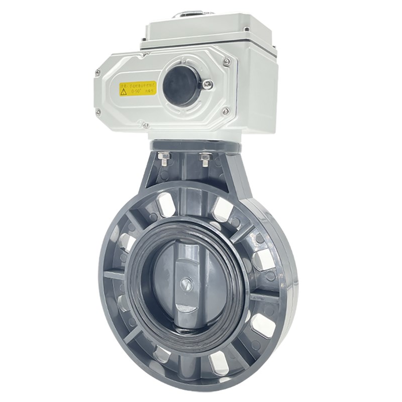 电动UPVC蝶D971-10S塑料开关执行器耐腐蚀酸碱对夹门DN-0