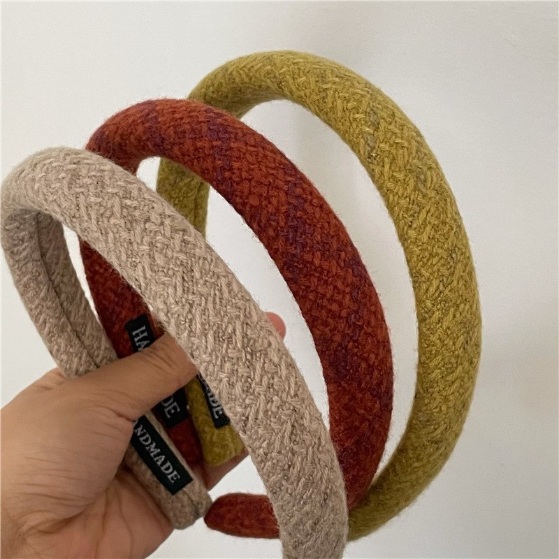 纯色布艺压发头箍新款气质百搭毛呢加厚高颅顶发箍秋冬温暖色系