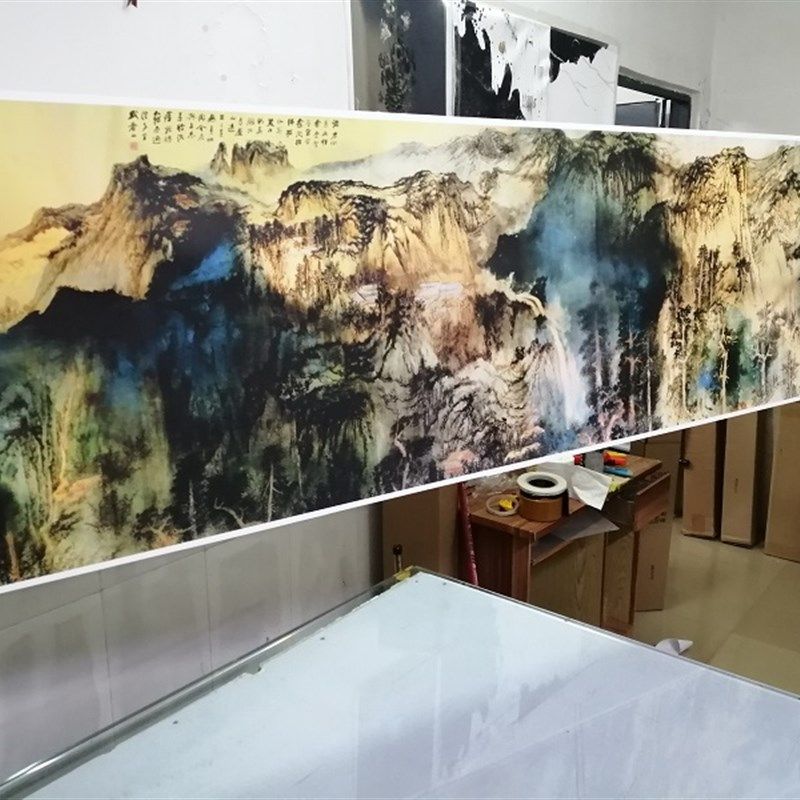书画大师张大千 庐山图 山水风景国画真迹复制中堂客厅酒店装饰画