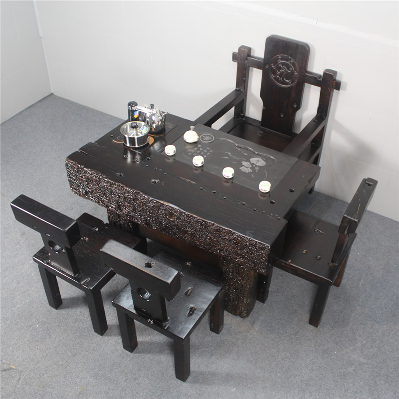 老船木龙骨茶桌椅实木茶台小户型茶几复古简约茶艺桌喝茶桌子