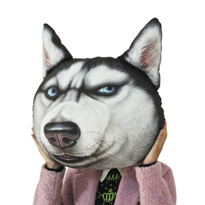 哈士奇doge神烦狗头靠垫创意办公室床头床上靠枕沙发学生宿舍抱枕