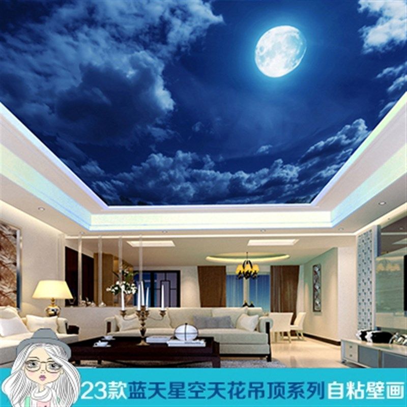 天花板贴纸3d立体仿真星空屋顶卧室壁纸墙纸自粘房顶创意装饰墙贴