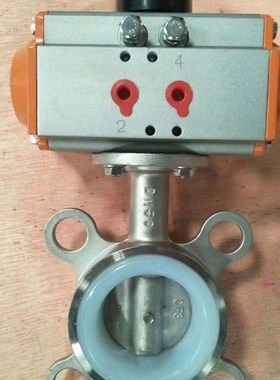 304不锈钢对夹式气动蝶阀D671X D671F-16P软密封气动蝶阀AT执行器