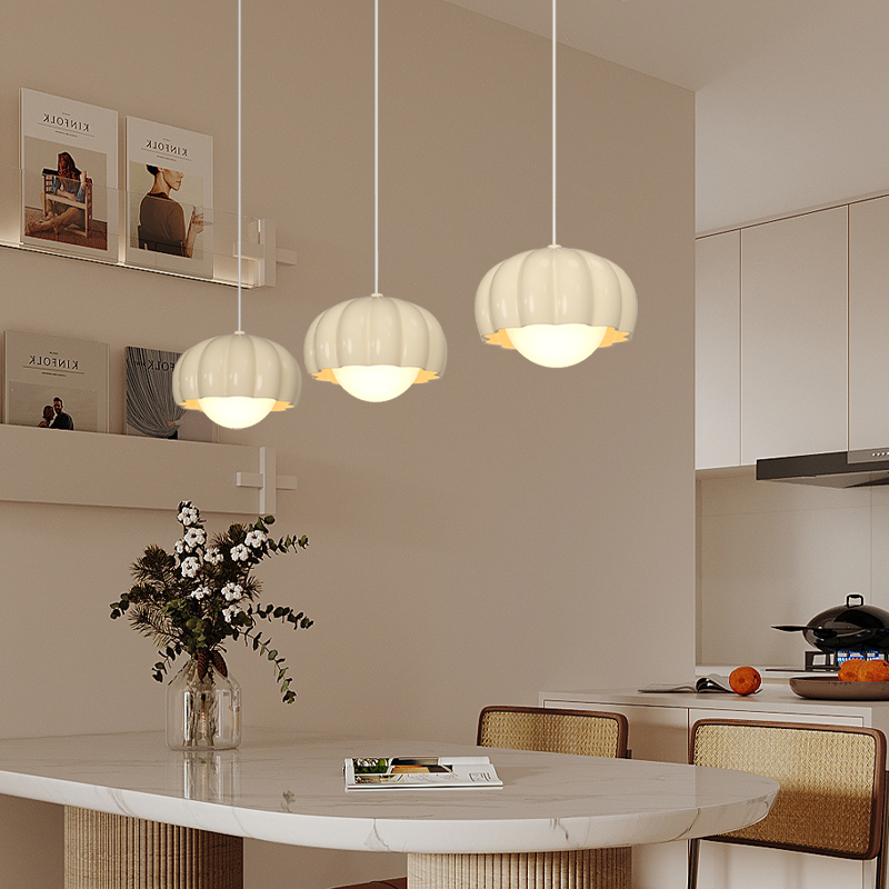 法式奶油风三头高显指高级感餐厅灯吊灯小南瓜简约现代风格吧台灯
