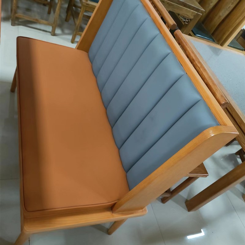 卡座餐桌商用靠背软包坐垫一体实木饭店烧烤双人餐厅创意现代简约