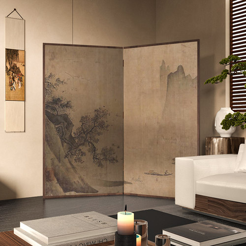 中式古典泛舟屏风隔断入户玄关办公室茶室背景墙折叠客厅卧室折屏