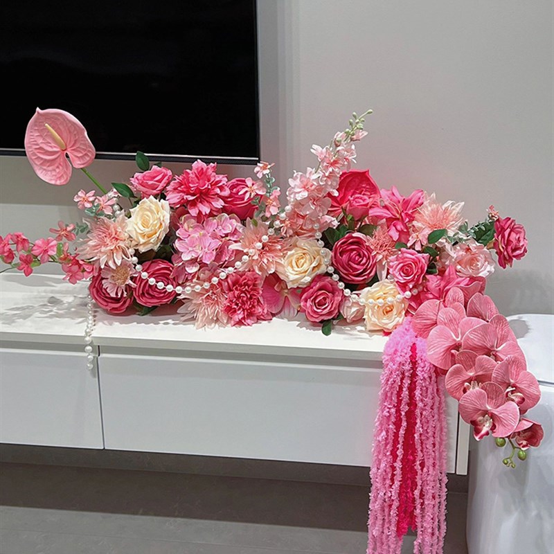 婚房布置DIY真花装饰婚庆订婚宴客厅摆件婚礼背景墙桌花床头花