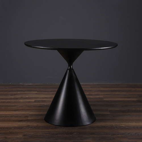 德宜客意式黑色小圆桌家用餐桌商用洽谈沙漏桌白色岩板咖啡厅桌子