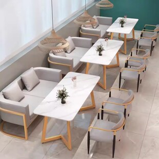 奶茶店沙发桌椅组合休闲洽谈咖啡馆茶餐厅甜品店餐吧商用双人卡座
