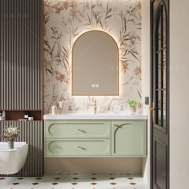 进深陶瓷一体盆浴室柜超窄cm小户型洗手盆柜洗脸盆洗漱台