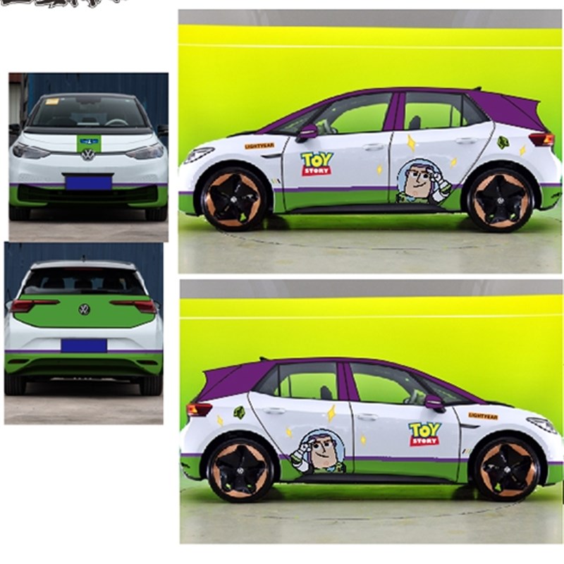 适用于大众 ID3可爱卡通贴纸巴斯光年个性车身贴改装拉花改色膜