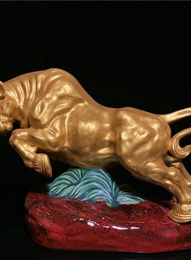 石湾公仔陶瓷牛年摆件创意家居客厅博古架电视柜装饰开业工艺礼品