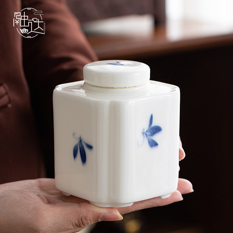 小清新茶叶罐陶瓷密封罐迷你罐子便携小号储茶旅行花茶罐茶仓摆件