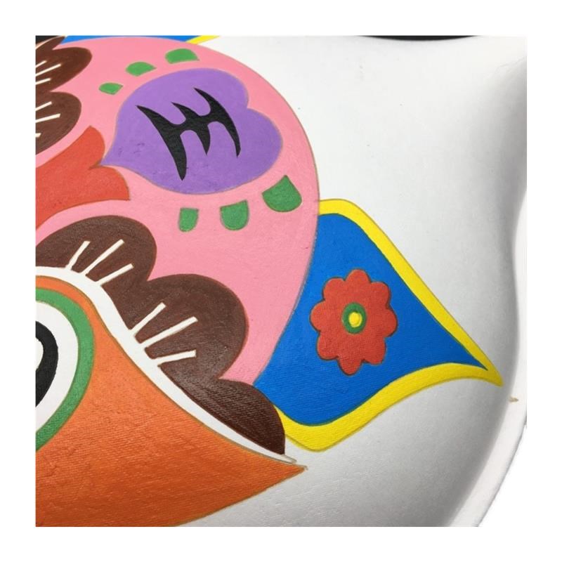 DIY虎头传统文化手工美术课社火马勺脸谱绘画diy带纹路白坯材料包