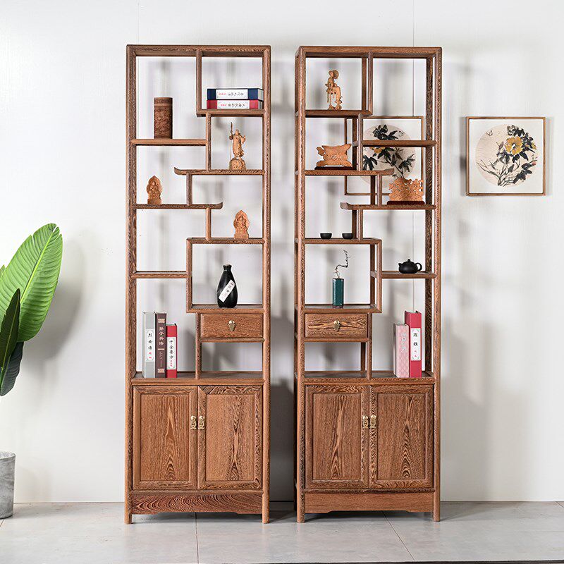 红木家具鸡翅木博古架实木中式仿古董架茶叶架展示客厅隔断多宝阁