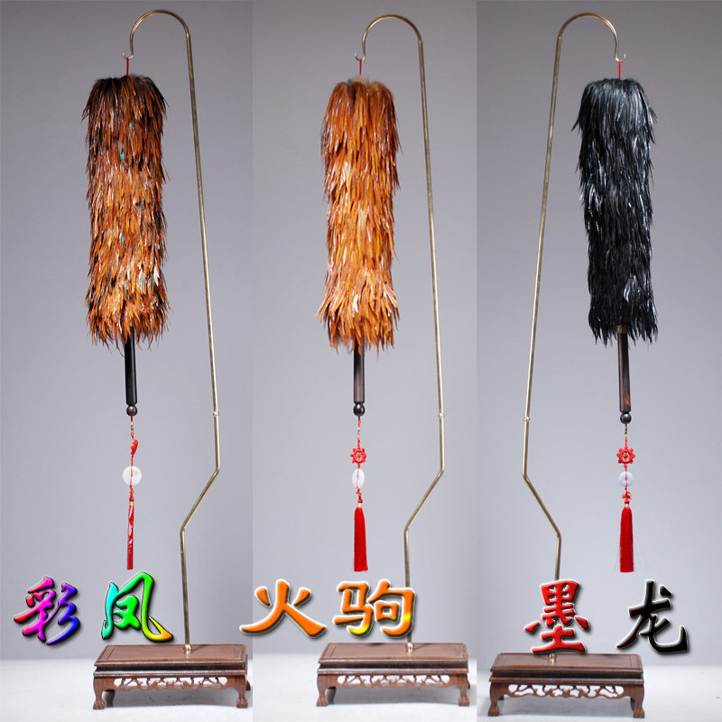 檀木中号多色鸡毛掸子津门蔡氏贡掸除尘掸子婚庆乔迁高档羽毛礼品