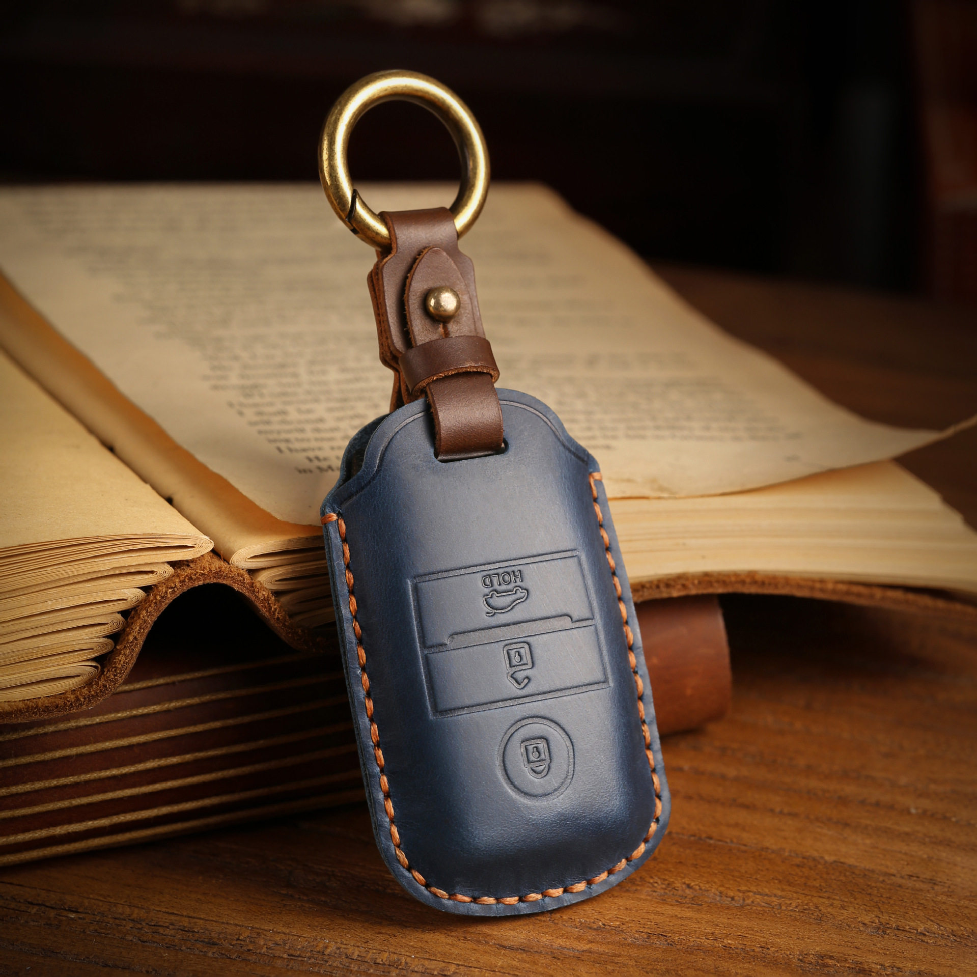 复古真皮钥匙包适用于起亚嘉华商务车mpv钥匙套纯手工牛皮保护壳